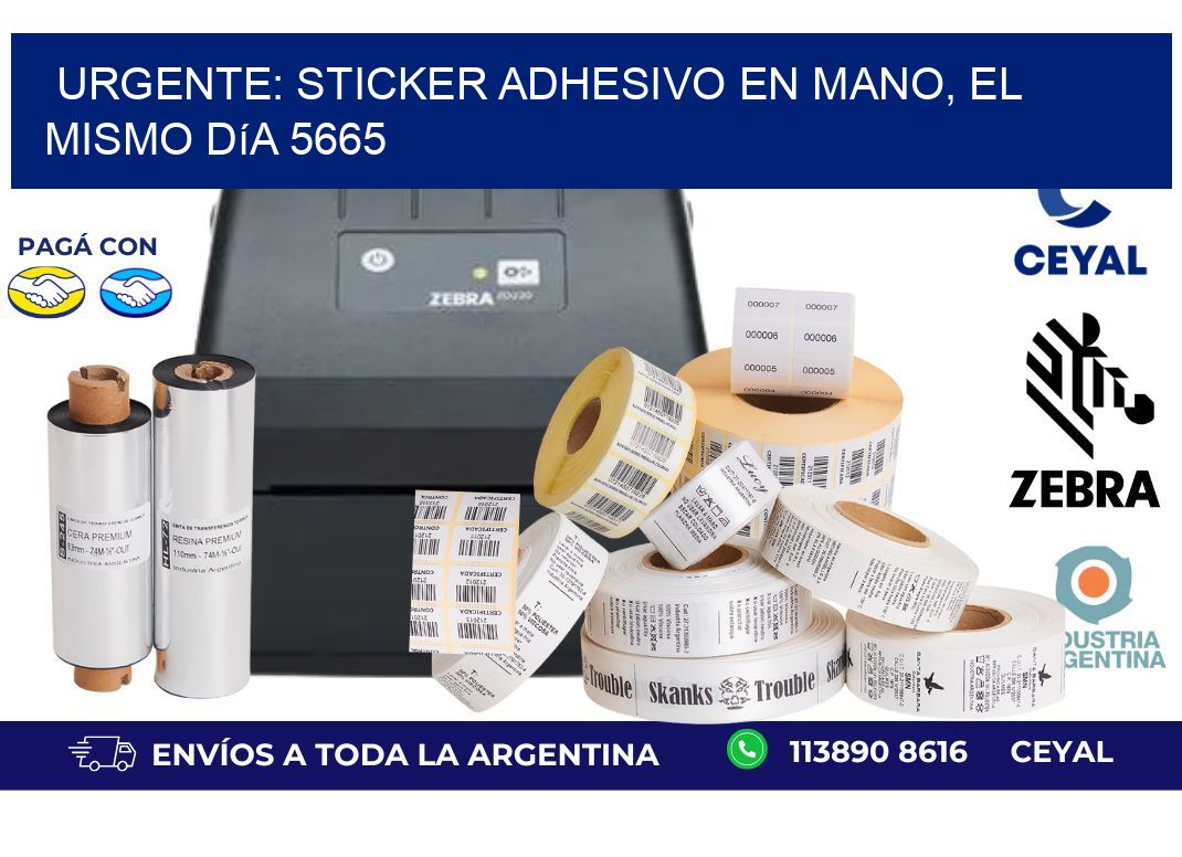 Urgente: Sticker adhesivo en Mano, el Mismo Día 5665