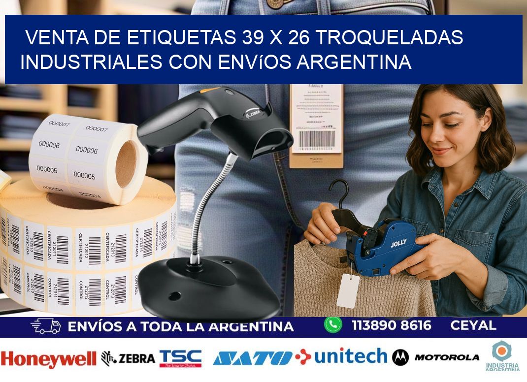 Venta de etiquetas 39 x 26 troqueladas industriales con envíos Argentina