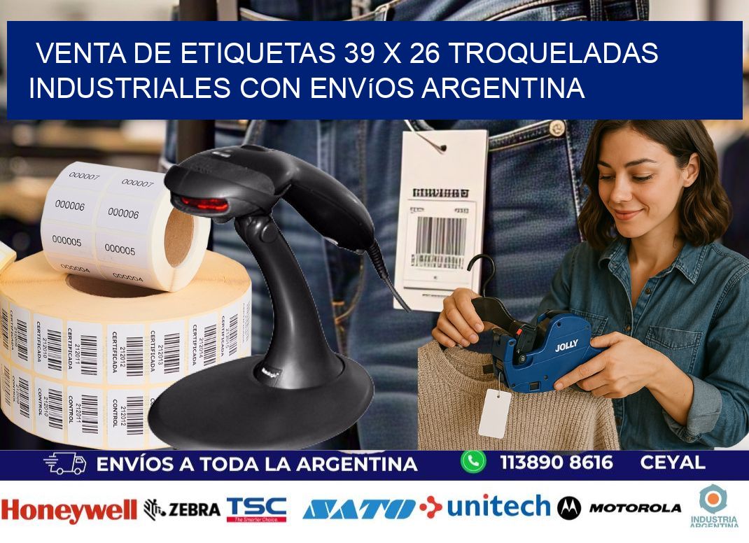 Venta de etiquetas 39 x 26 troqueladas industriales con envíos Argentina
