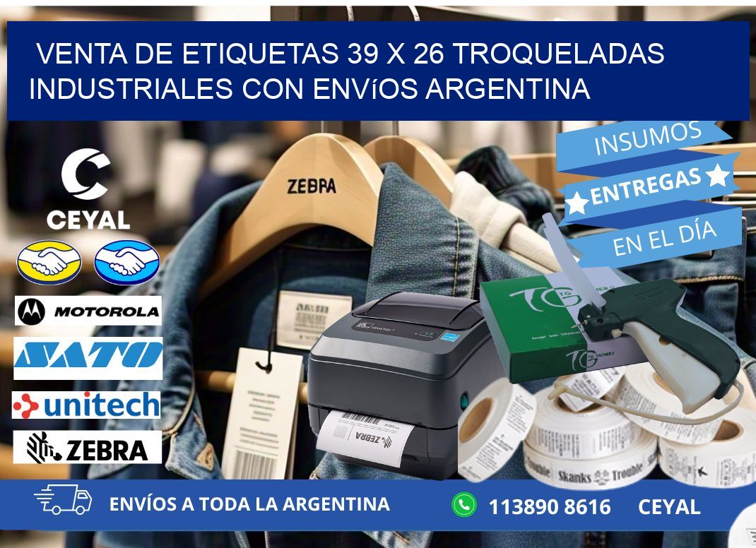 Venta de etiquetas 39 x 26 troqueladas industriales con envíos Argentina