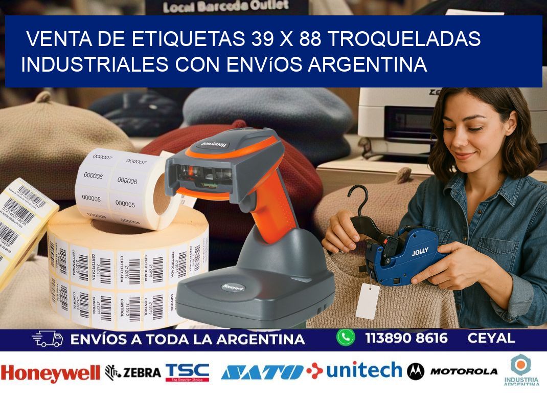 Venta de etiquetas 39 x 88 troqueladas industriales con envíos Argentina