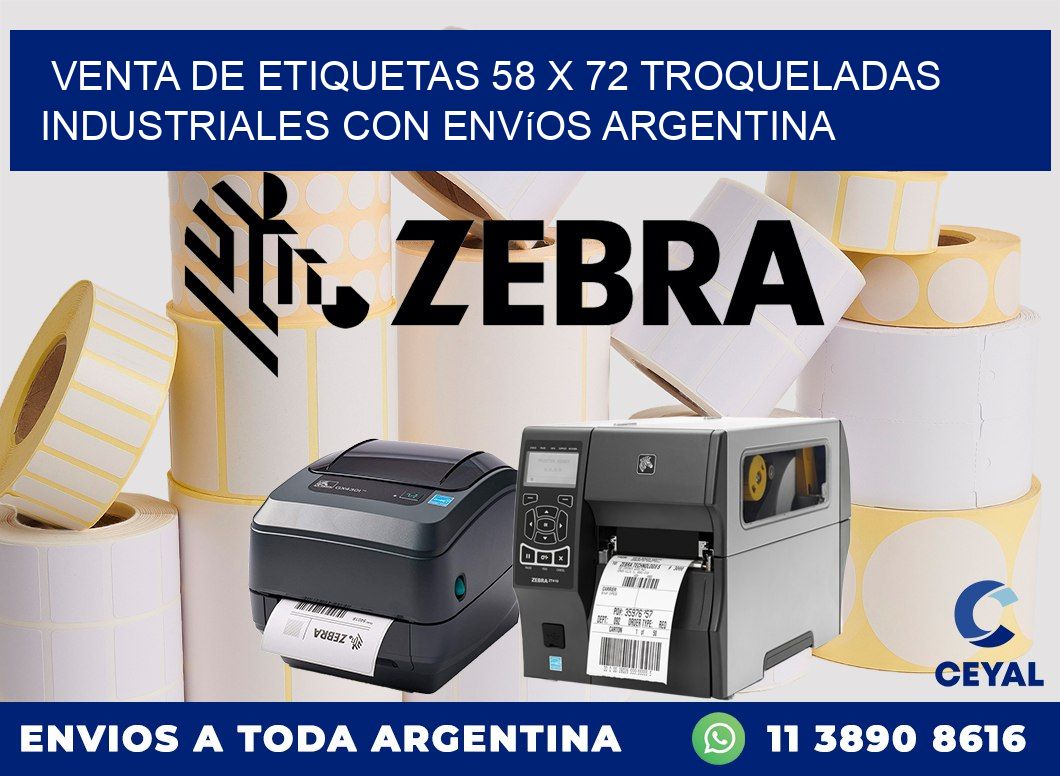 Venta de etiquetas 58 x 72 troqueladas industriales con envíos Argentina