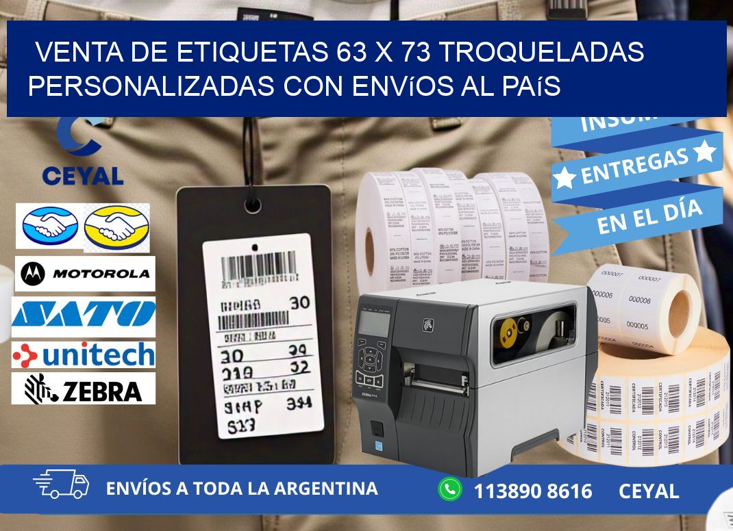 Venta de etiquetas 63 x 73 troqueladas personalizadas con envíos al país