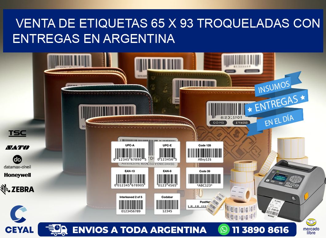 Venta de etiquetas 65 x 93 troqueladas con entregas en Argentina