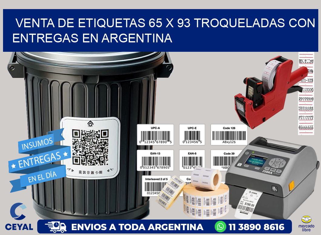 Venta de etiquetas 65 x 93 troqueladas con entregas en Argentina