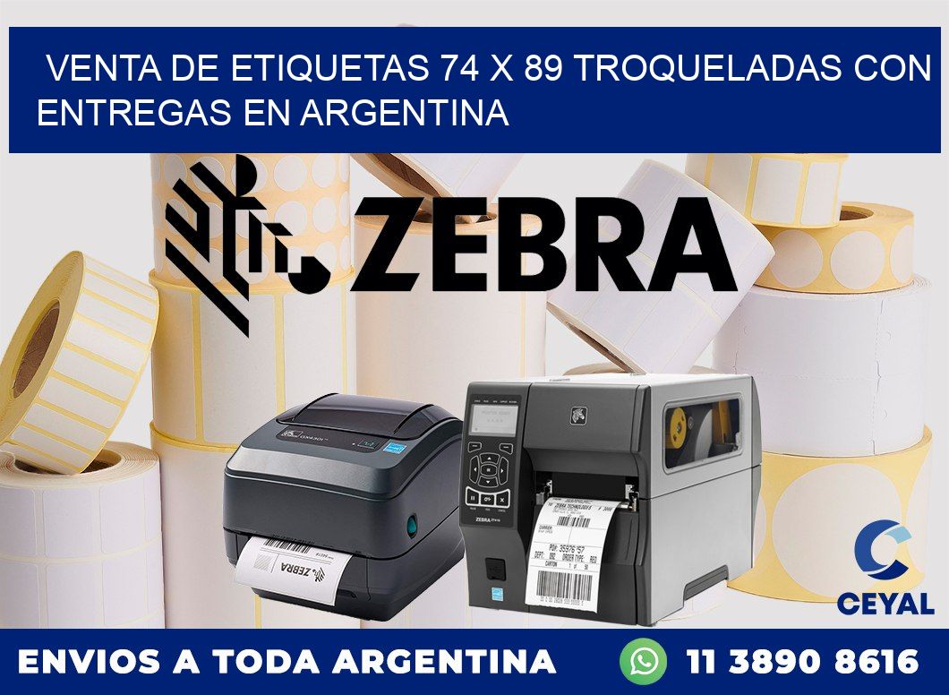 Venta de etiquetas 74 x 89 troqueladas con entregas en Argentina