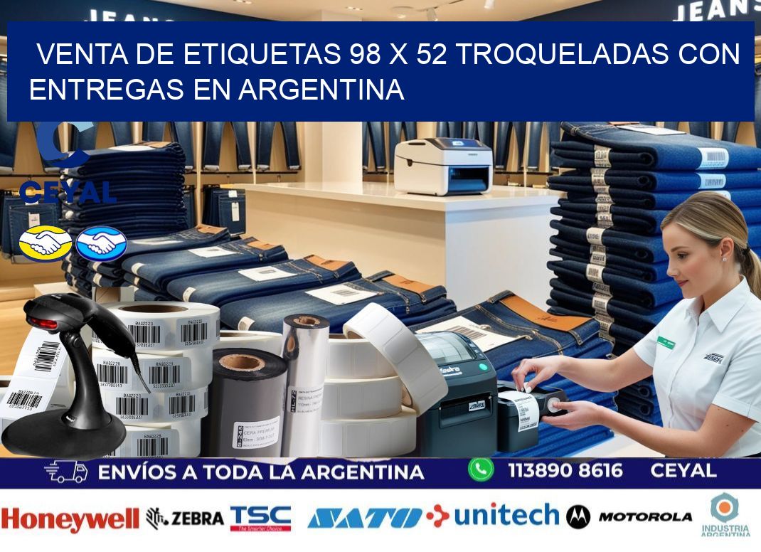 Venta de etiquetas 98 x 52 troqueladas con entregas en Argentina