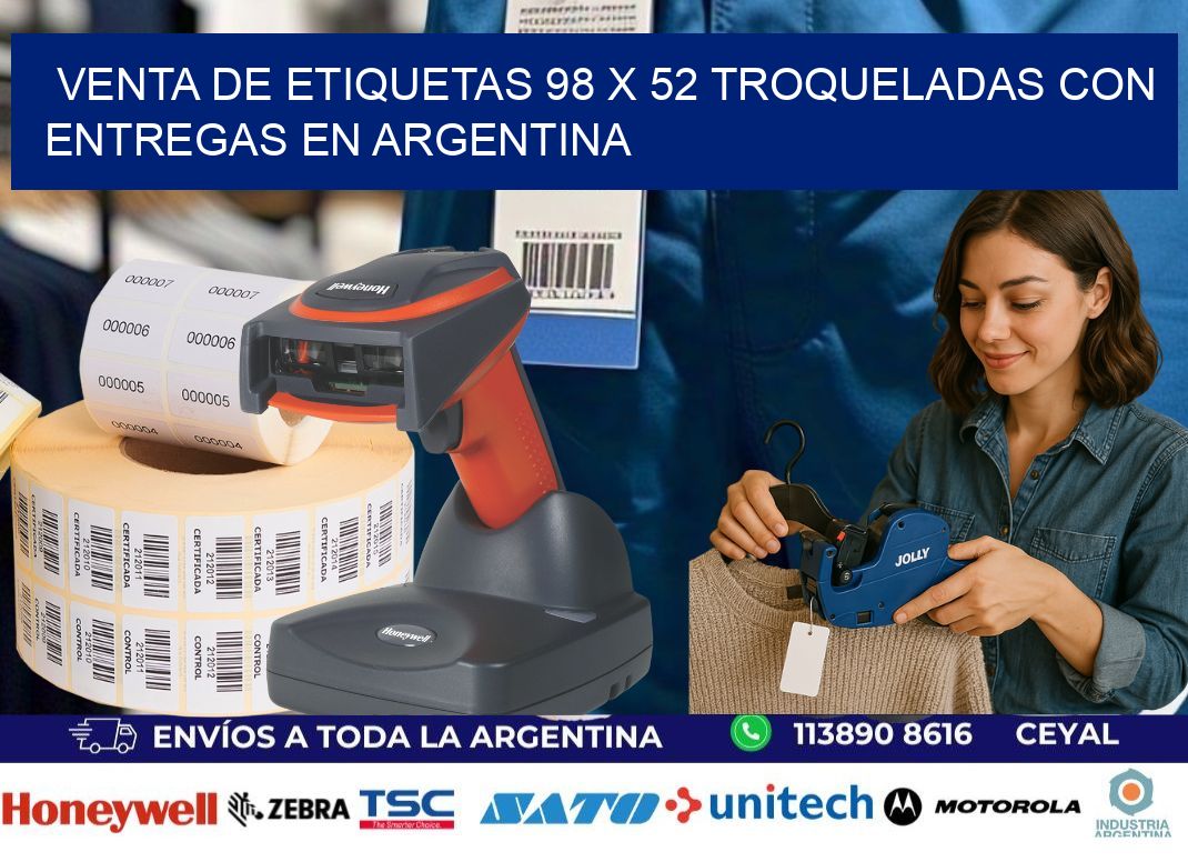 Venta de etiquetas 98 x 52 troqueladas con entregas en Argentina