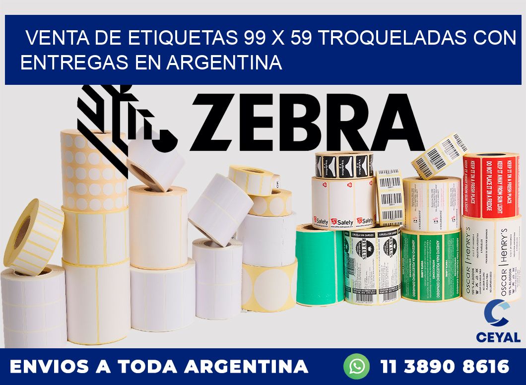 Venta de etiquetas 99 x 59 troqueladas con entregas en Argentina