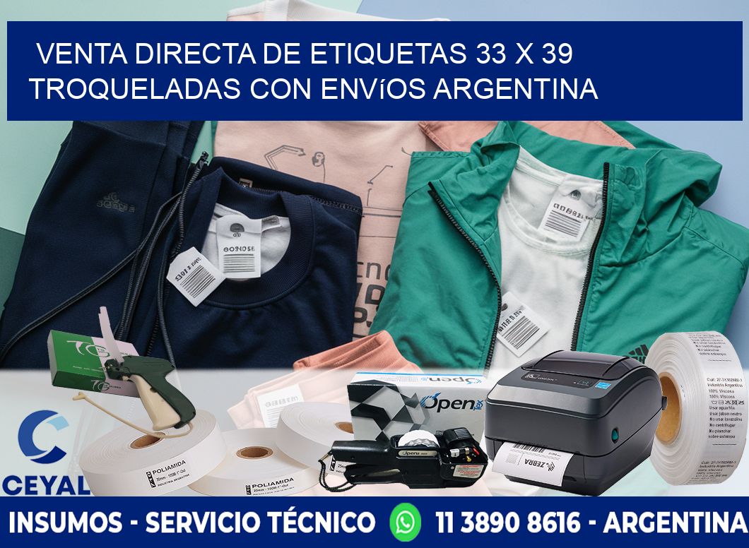 Venta directa de etiquetas 33 x 39 troqueladas con envíos Argentina