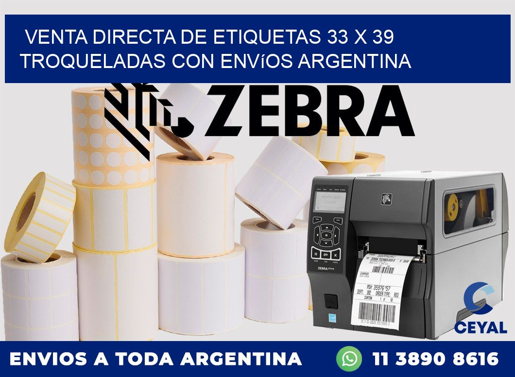 Venta directa de etiquetas 33 x 39 troqueladas con envíos Argentina
