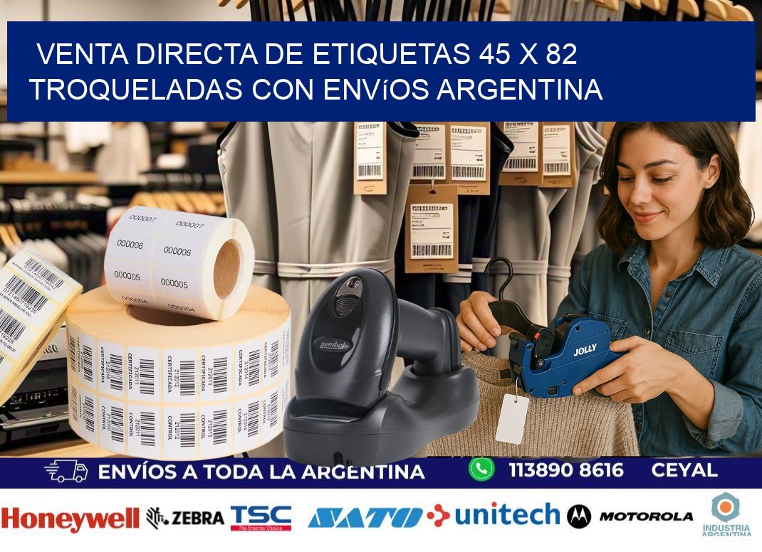 Venta directa de etiquetas 45 x 82 troqueladas con envíos Argentina