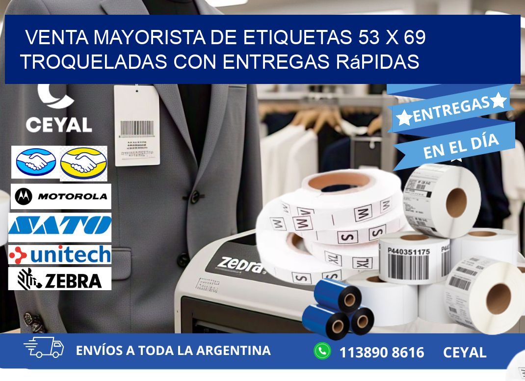 Venta mayorista de etiquetas 53 x 69 troqueladas con entregas rápidas