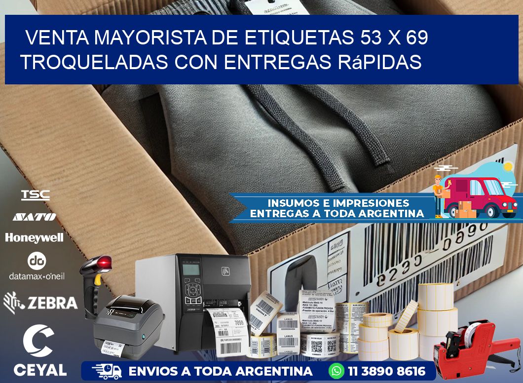 Venta mayorista de etiquetas 53 x 69 troqueladas con entregas rápidas