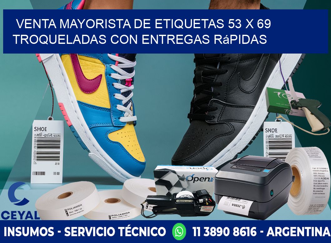 Venta mayorista de etiquetas 53 x 69 troqueladas con entregas rápidas