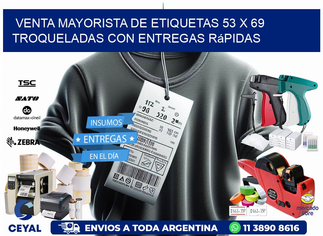 Venta mayorista de etiquetas 53 x 69 troqueladas con entregas rápidas