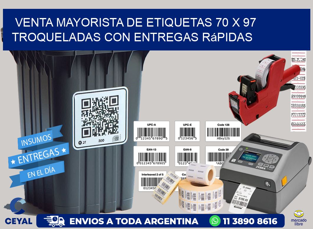 Venta mayorista de etiquetas 70 x 97 troqueladas con entregas rápidas