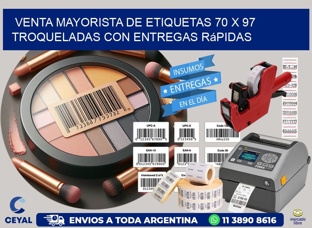 Venta mayorista de etiquetas 70 x 97 troqueladas con entregas rápidas