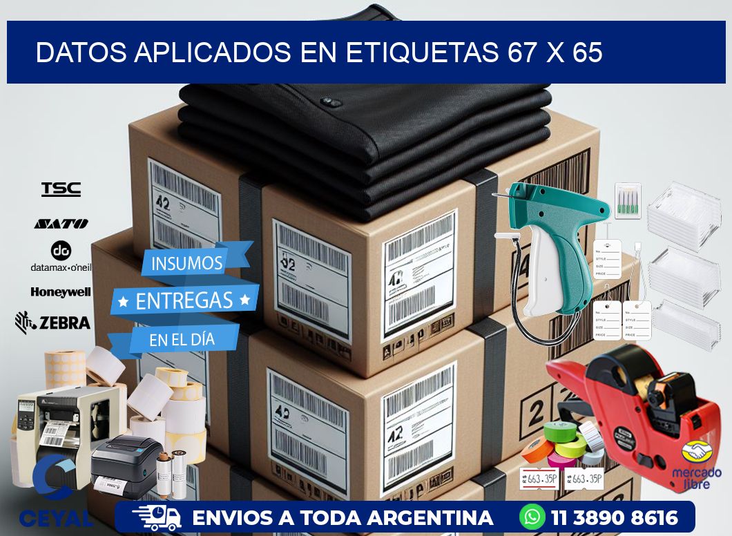 datos aplicados en etiquetas 67 x 65