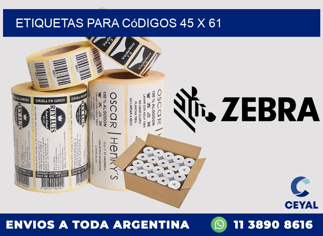 etiquetas para códigos 45 x 61