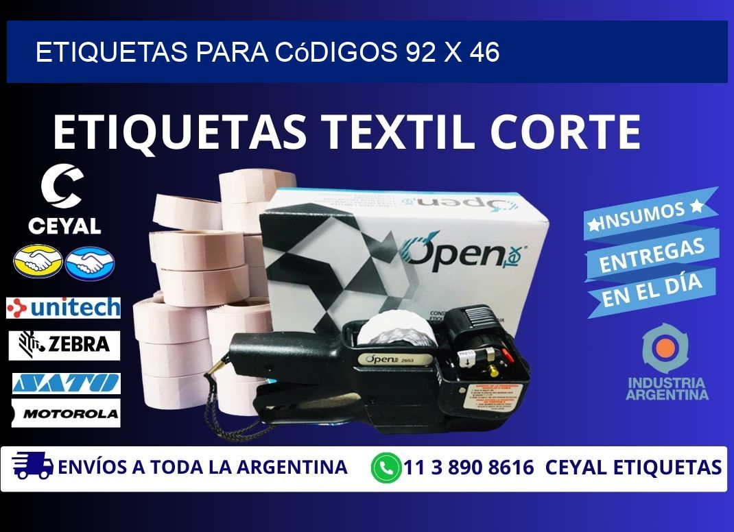 etiquetas para códigos 92 x 46