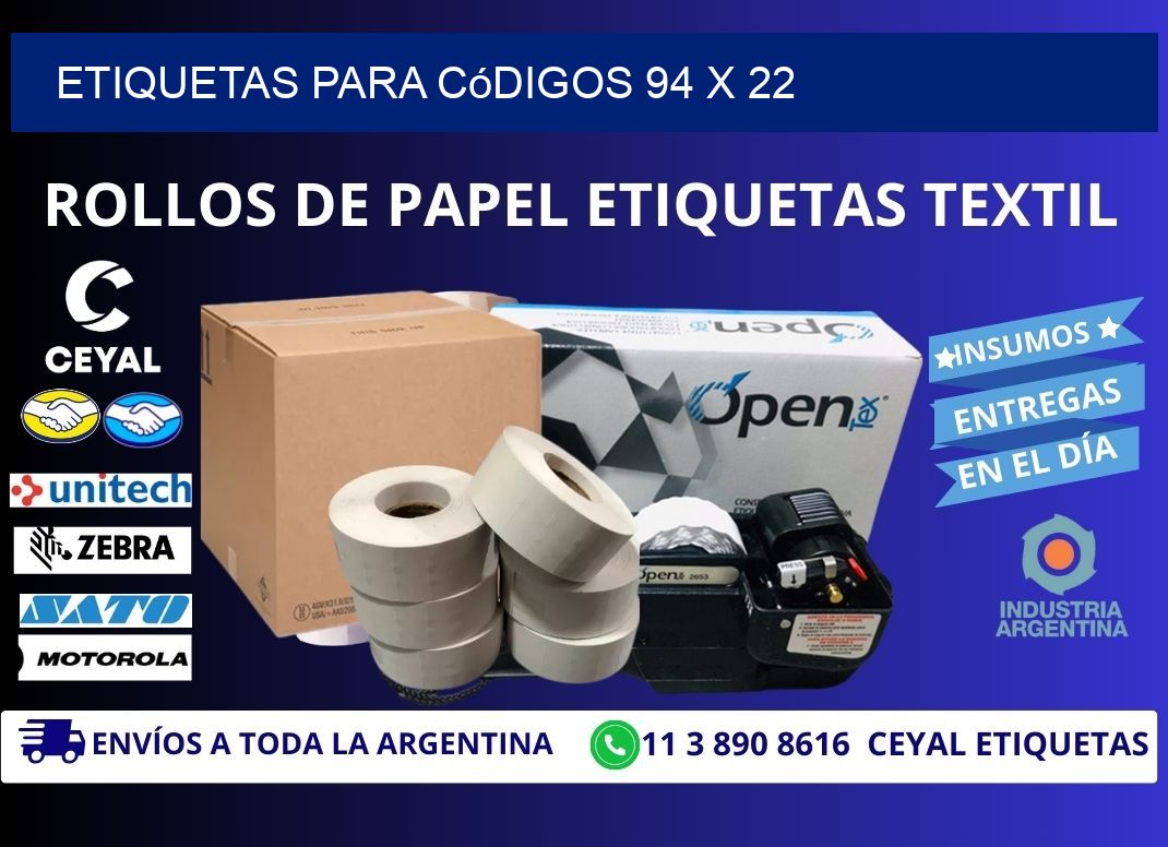 etiquetas para códigos 94 x 22