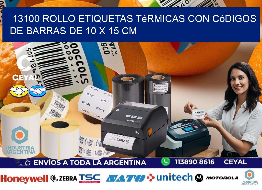 13100 Rollo etiquetas térmicas con Códigos de Barras de 10 x 15 cm