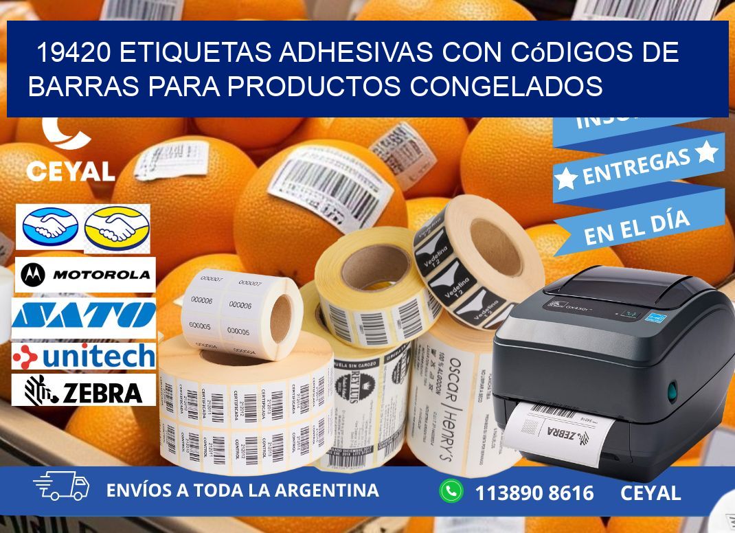 19420 Etiquetas adhesivas con códigos de barras para productos congelados