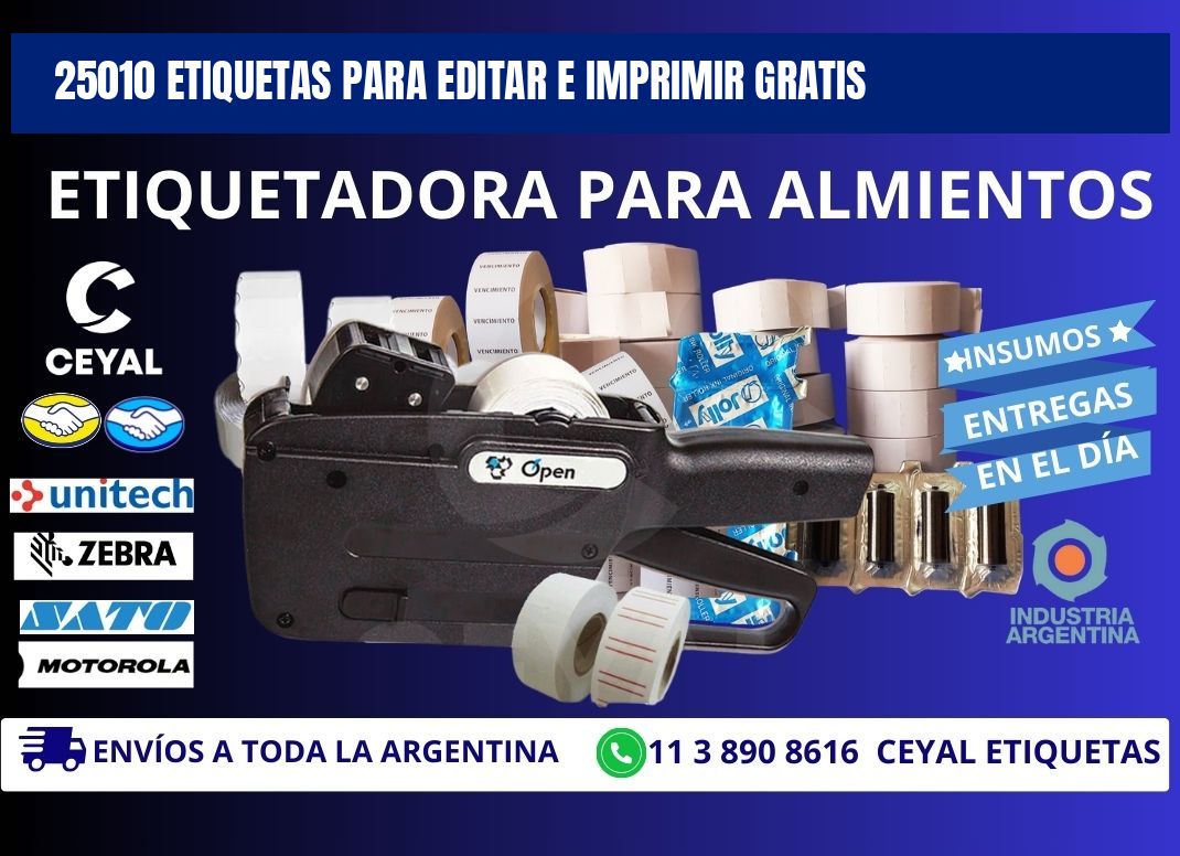 25010 Etiquetas para editar e imprimir gratis