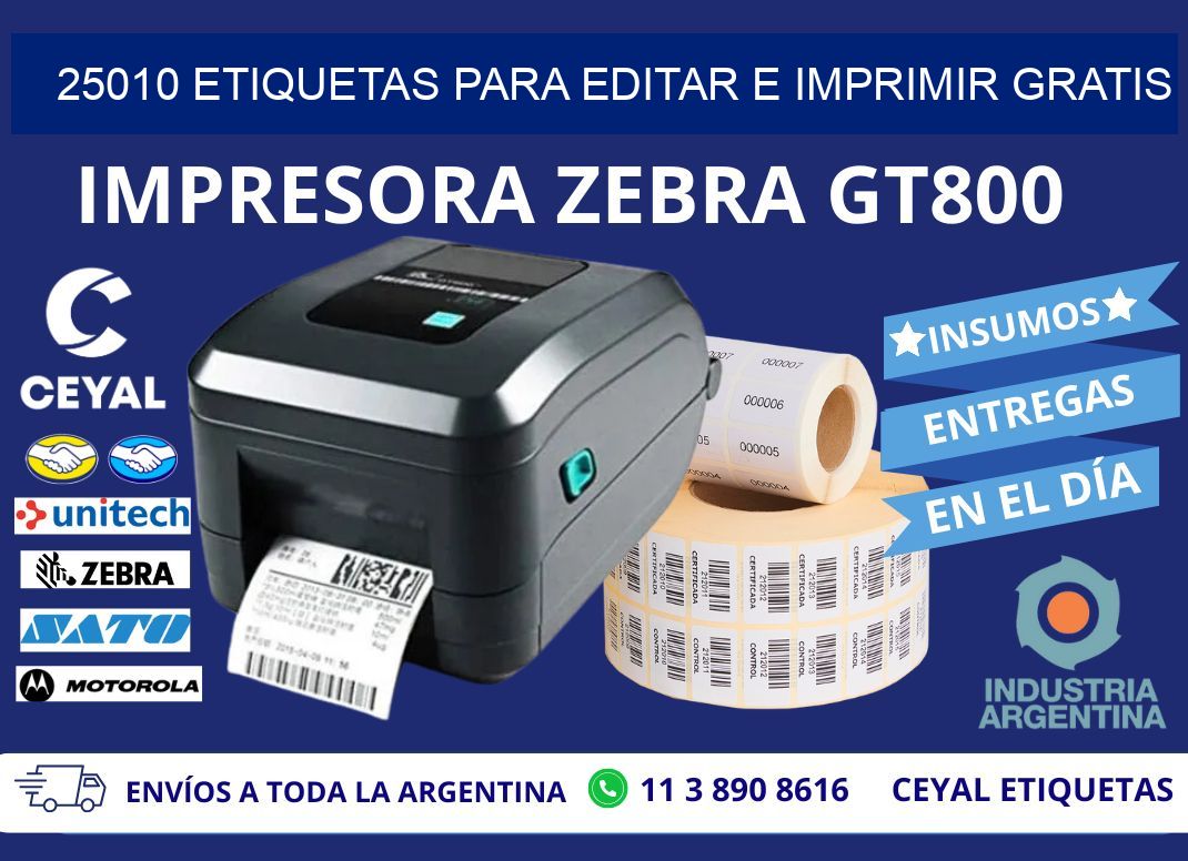 25010 Etiquetas para editar e imprimir gratis