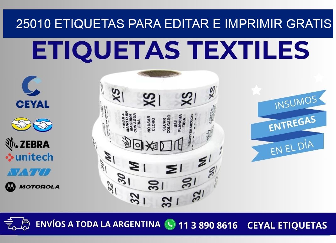 25010 Etiquetas para editar e imprimir gratis