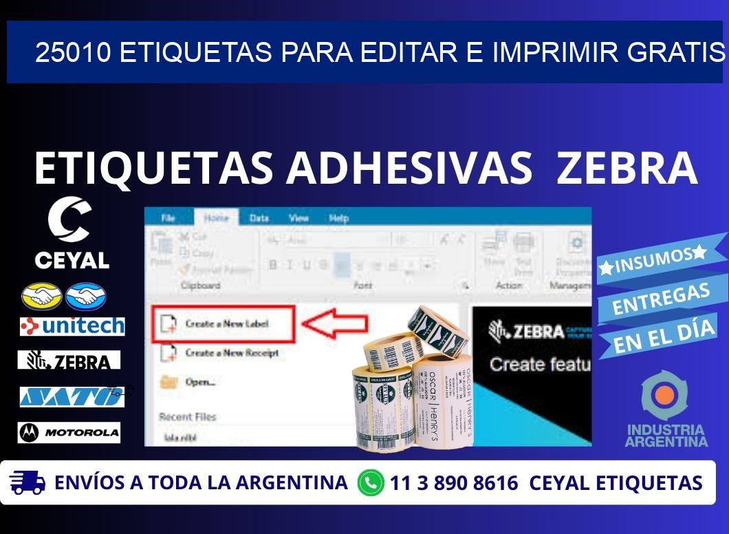 25010 Etiquetas para editar e imprimir gratis