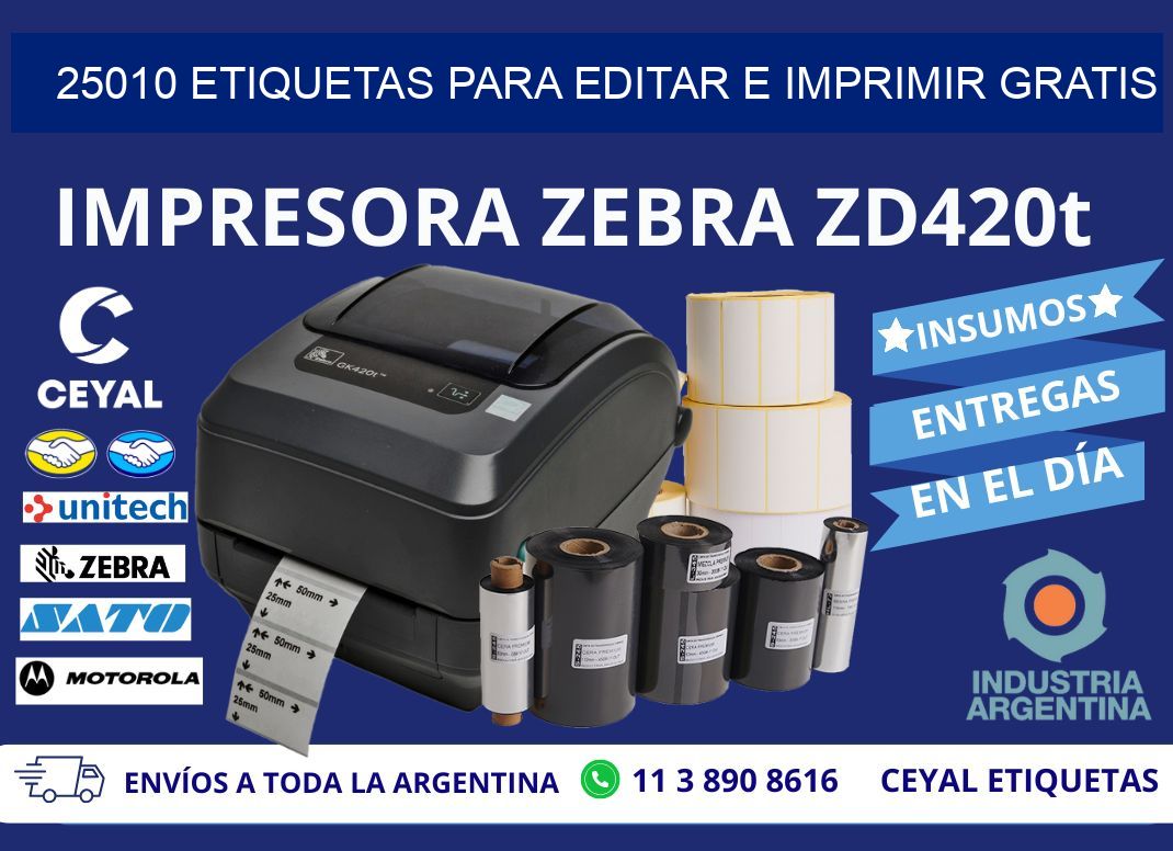 25010 Etiquetas para editar e imprimir gratis