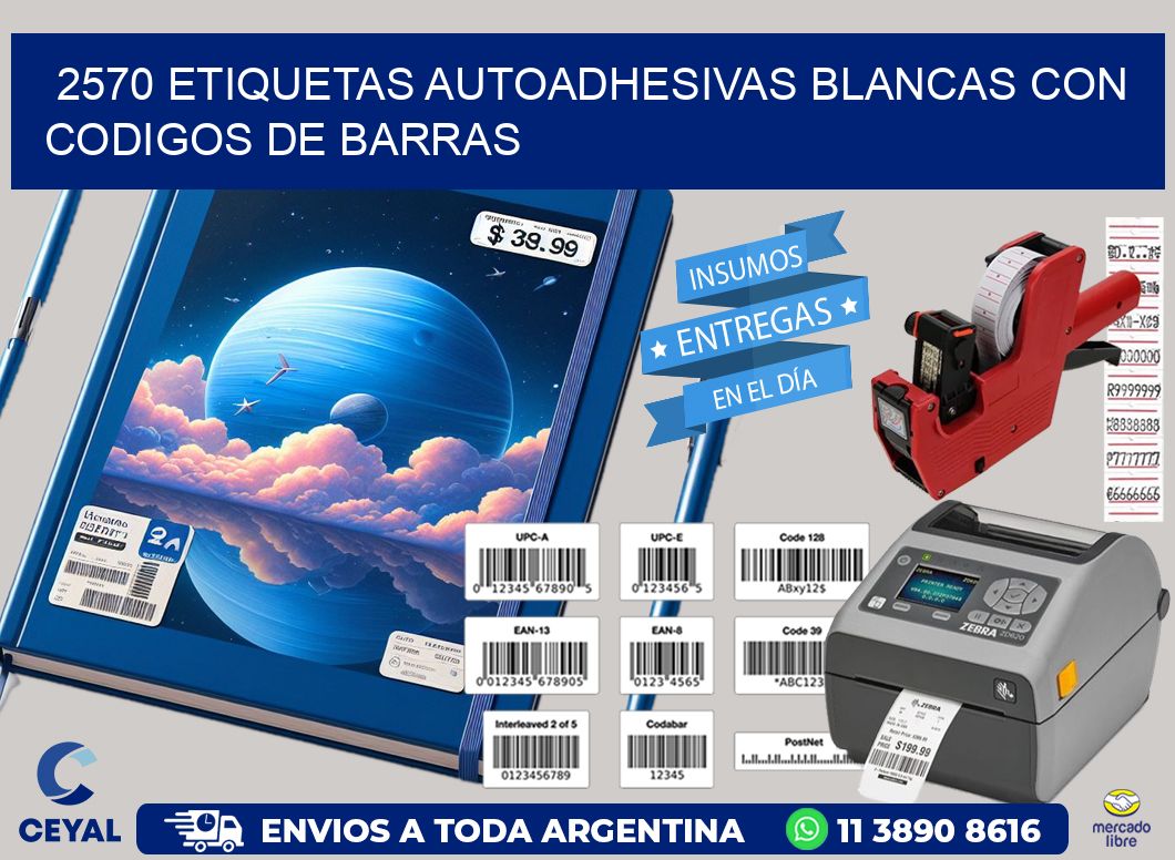 2570 etiquetas autoadhesivas blancas con codigos de barras