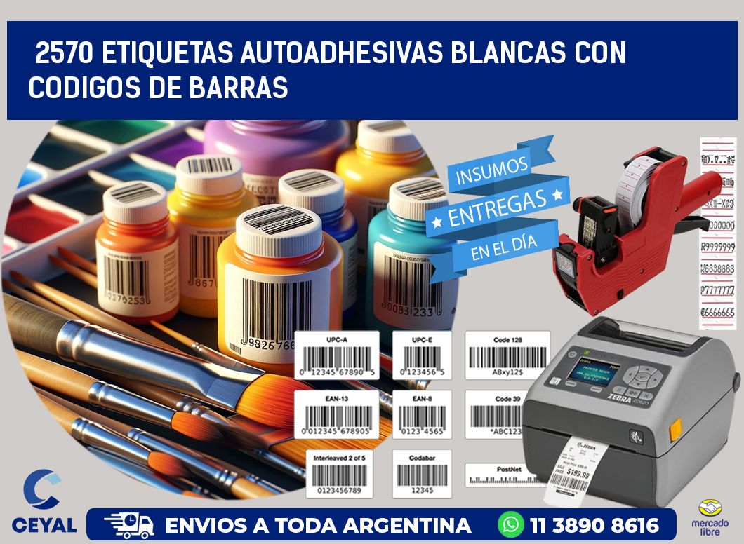 2570 etiquetas autoadhesivas blancas con codigos de barras