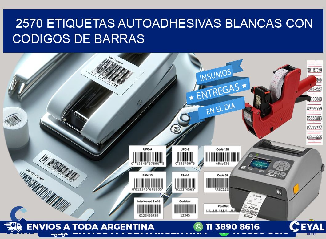 2570 etiquetas autoadhesivas blancas con codigos de barras