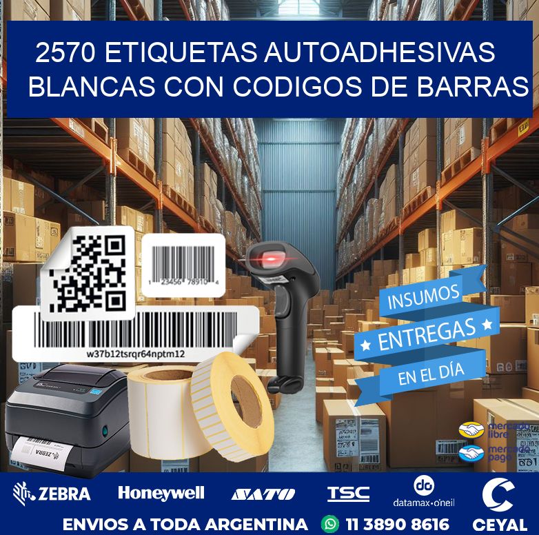 2570 etiquetas autoadhesivas blancas con codigos de barras