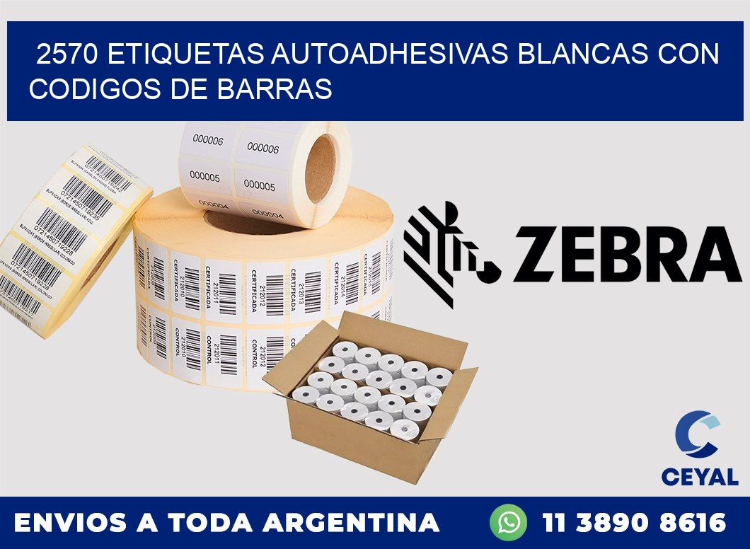 2570 etiquetas autoadhesivas blancas con codigos de barras