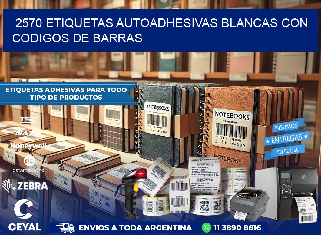 2570 etiquetas autoadhesivas blancas con codigos de barras