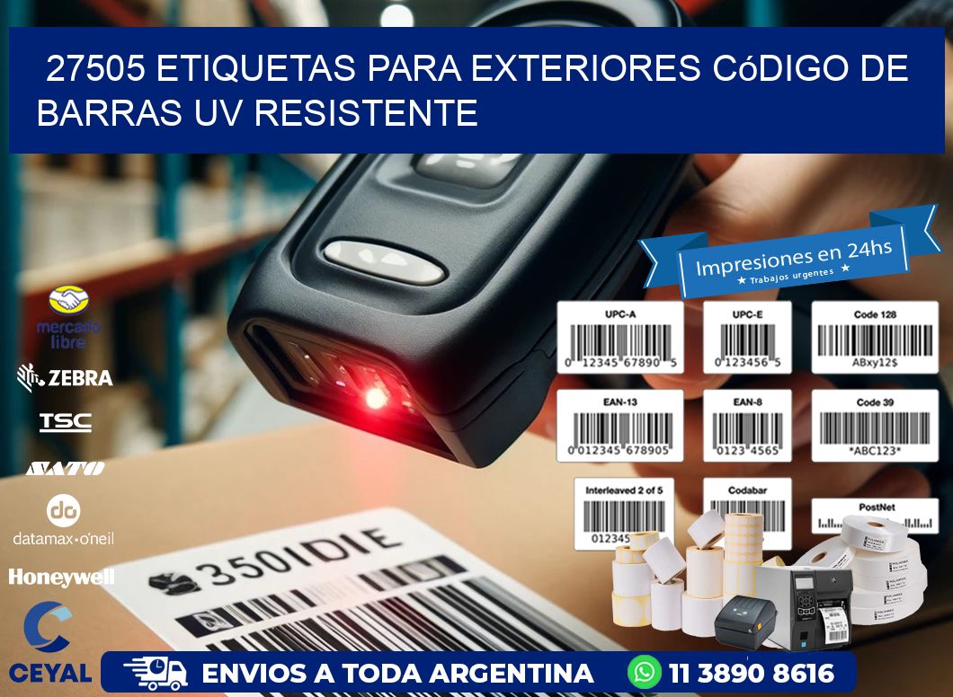 27505 etiquetas para exteriores código de barras UV resistente