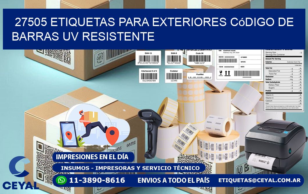 27505 etiquetas para exteriores código de barras UV resistente