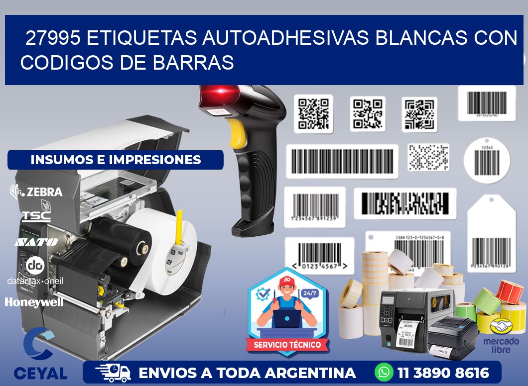27995 etiquetas autoadhesivas blancas con codigos de barras
