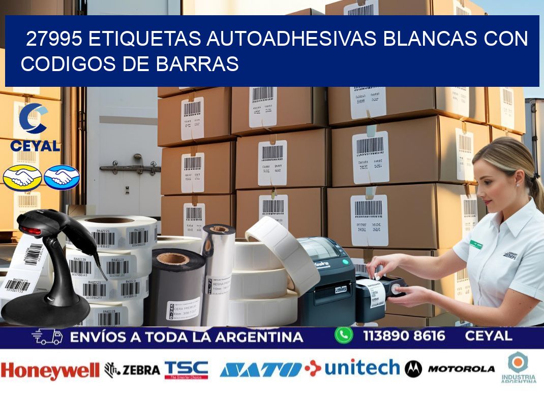 27995 etiquetas autoadhesivas blancas con codigos de barras
