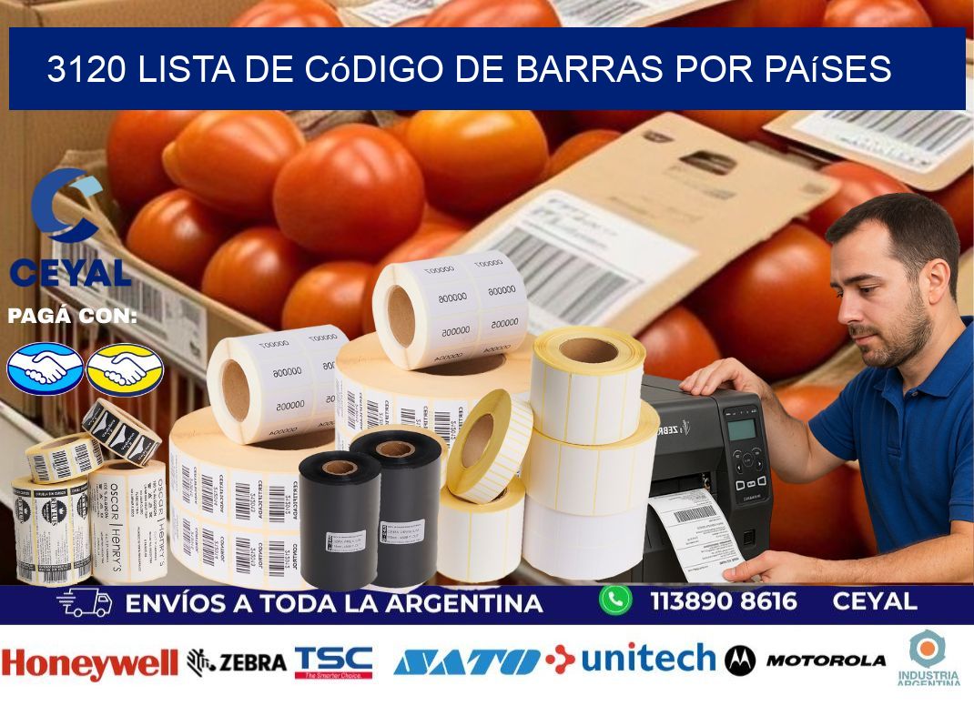 3120 Lista de código de barras por países