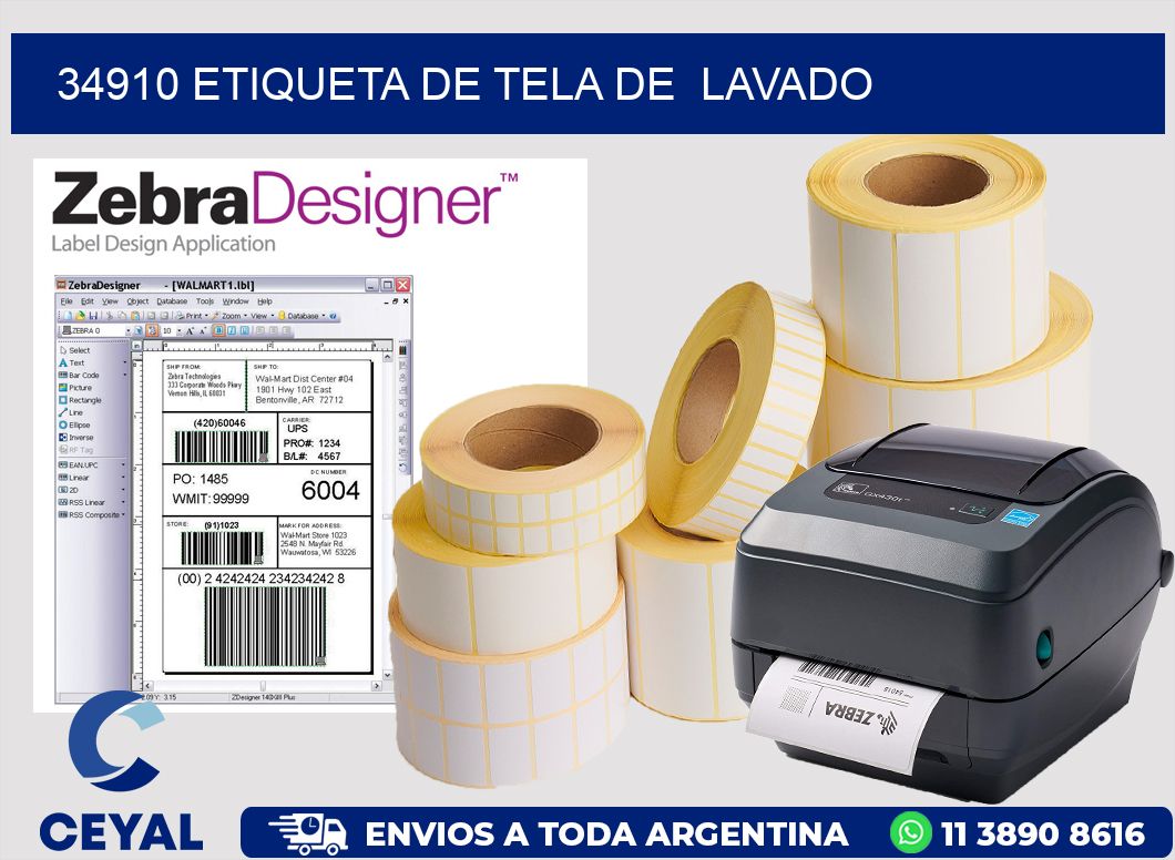 34910 etiqueta de tela de  lavado
