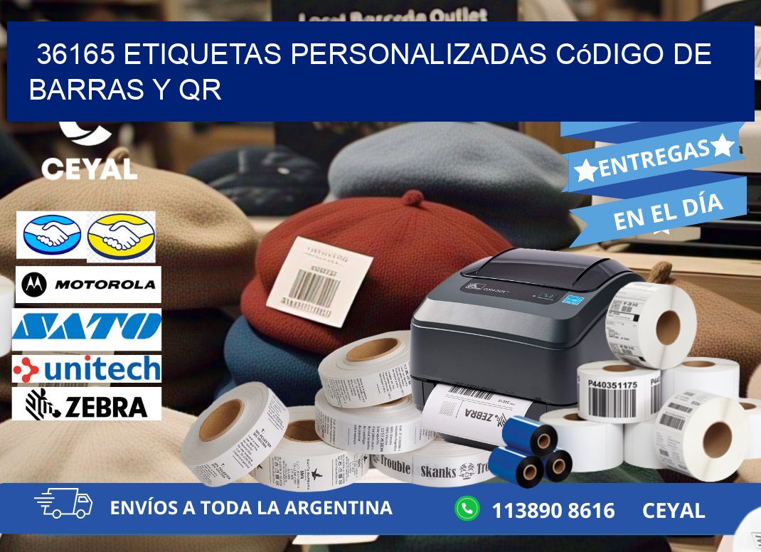 36165 etiquetas personalizadas código de barras y QR