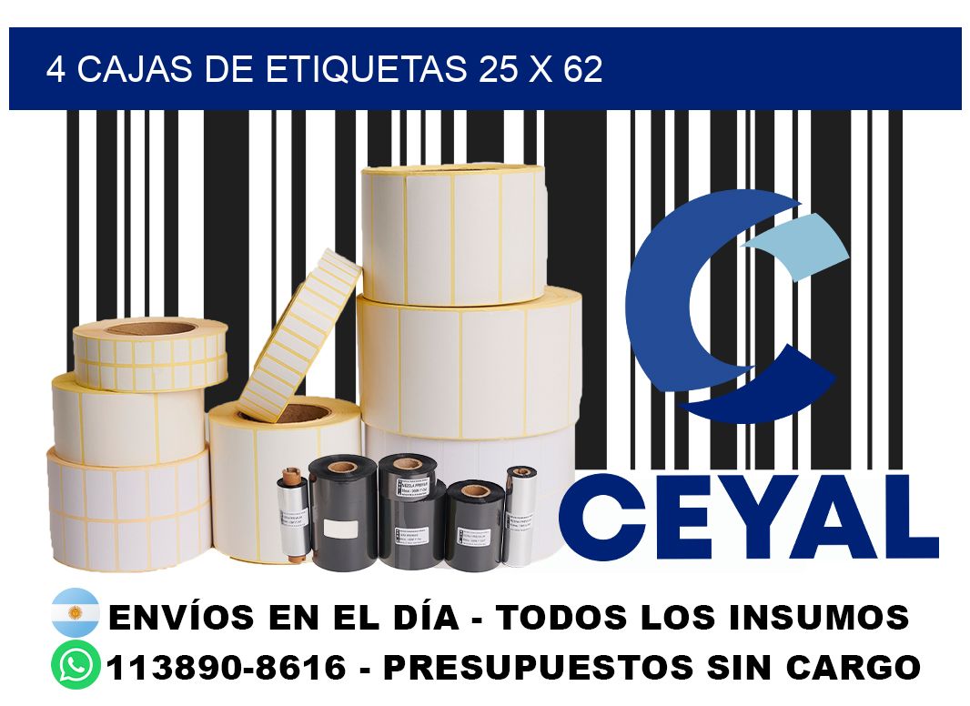 4 cajas de etiquetas 25 x 62