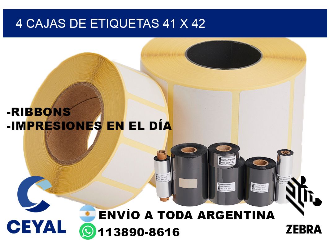 4 cajas de etiquetas 41 x 42