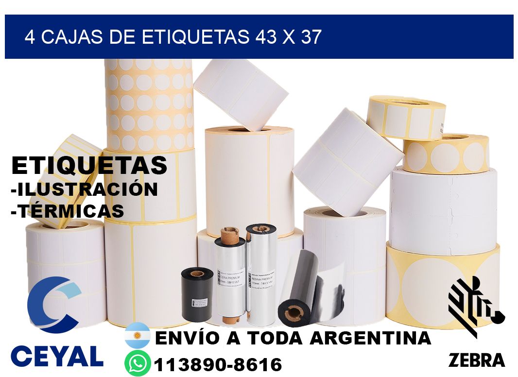 4 cajas de etiquetas 43 x 37