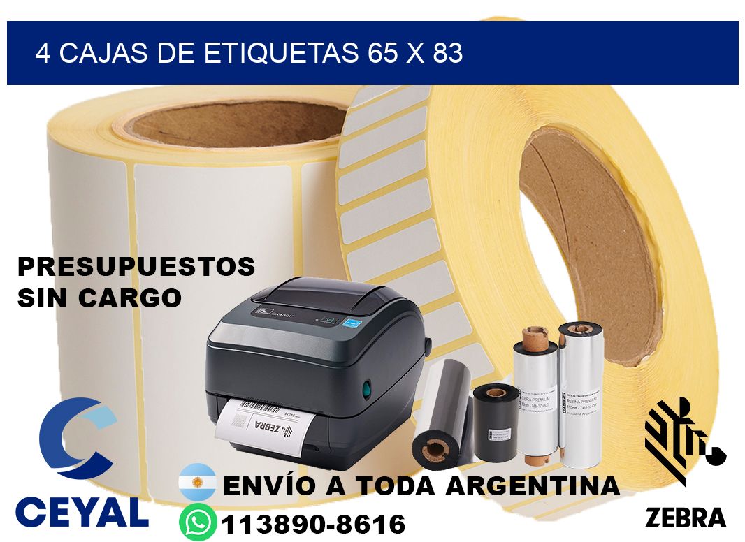 4 cajas de etiquetas 65 x 83